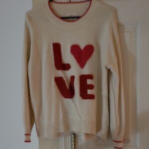 Cream and Red Love Sweater Lou & Grey
